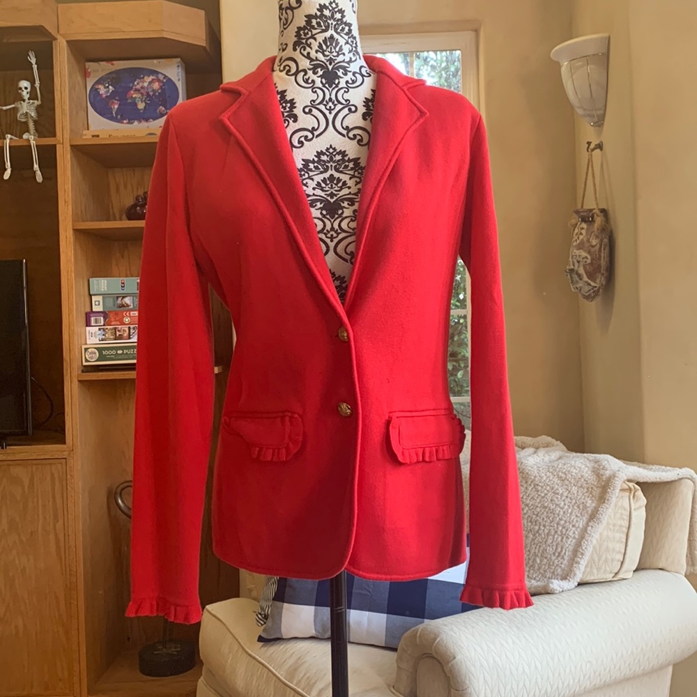 Ralph Lauren Red Ruffled Blazer Size Medium